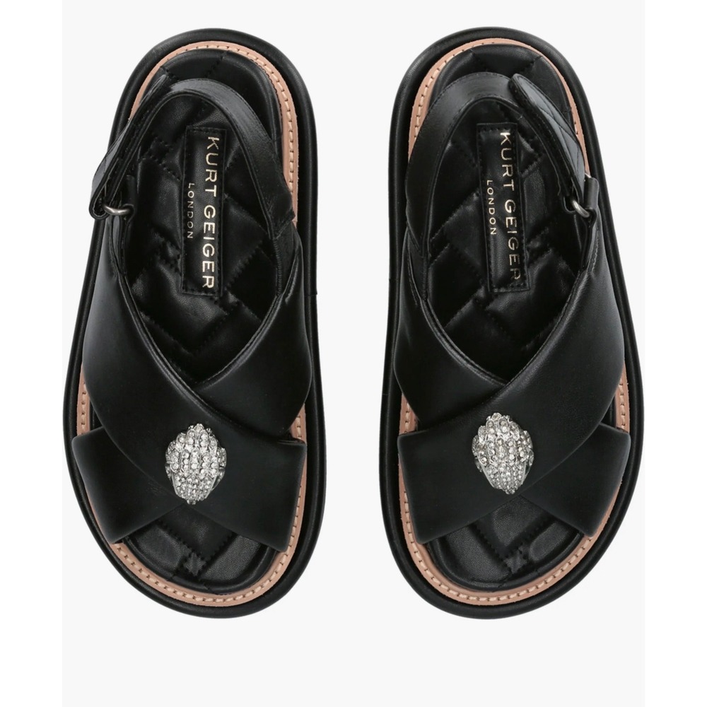 Kurt Geiger Orson Sandals Women 39 Black Excellence Crystal Eagle Head Platform - Picture 6 of 8